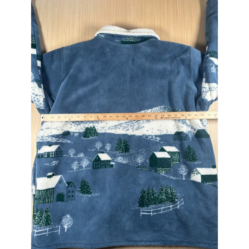 Vintage 90s St. John's Bay Fleece Jacket Womens 2X Blue‎ Hillside All Over Print - Picture 3 of 4